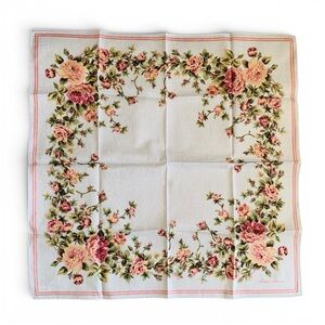 Vintage Ralph Lauren Floral Handkerchief Cotton Pocket Square Unused Blue Pink